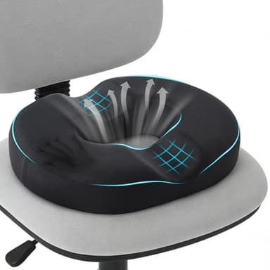 BRO Hämorrhoiden Sitzkissen Dicke Ergonomischer Sitzring für Steißbein Entlastung Atmungsaktives Eisseide Donut Kissen für Bürostuhl Rollstuhl und Schwangerschaft Schwarz