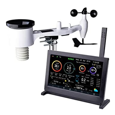 ECOWITT Wetterstation mit Außensensor HP2561, kabellos, 7-in-1-WLAN, solarbetriebene Wetterstationen mit Fernüberwachungssystem, Wettervorhersage, 7-Zoll-TFT-Bildschirm für Garden Home