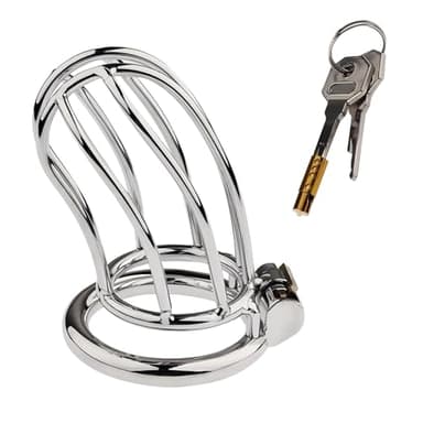 Peniskäfig aus Metall Sexspielzeug für Männer, Keuschheitskäfig mit 3 Ringgrößen und Zwei Verschiedenen Schlössern, SM Bondage-Werkzeug für Penistraining (invisible lock,50mm)