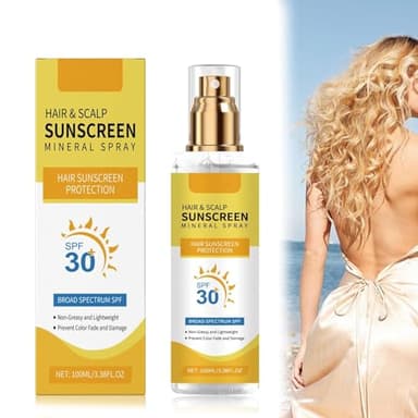 Kopfhautschutzspray Sonnenschutz LSF 30+, Haar Kopfhaut Sonnenschutz Mineral Spray, Sonnenschutz Kopfhaut Haare, Broad Spectrum Sunscreen Mineral Spray, Schutz UVA&UVB für Kopfhaut und Scheitel (1)