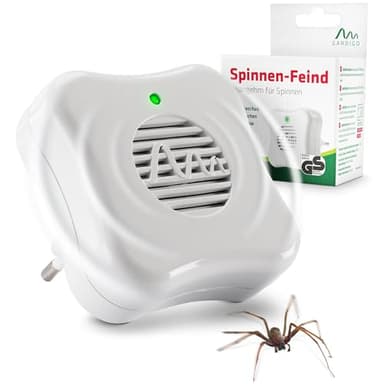 GARDIGO® Spinnenabwehr Ultraschall Stecker I Ultraschall Schädlingsbekämpfer für das Haus gegen Spinnen | 25m² | 27 kHz | Anti Spinnen Stecker | Insektenabwehr Insektenstecker