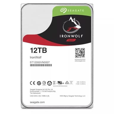 Seagate IronWolf, NAS interne Festplatte 12TB HDD, 3.5 Zoll, 7200 u/min, CMR, 256 MB Cache, SATA 6GB/s, silber, inkl. 3 Jahre Rescue Service, Modellnr.: ST12000VN0007