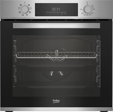 Beko BBIM12300X b300 Einbau-Backofen, 60 cm Backofen, 72 l Volumen, Dampfreinigung SteamShine, 8 Heizarten, AeroPerfect für gleichmäßiges Backen, Multifunktionsofen, Edelstahl
