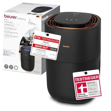 Beurer LB 300 Plus Luftbefeuchter, TESTSIEGER Stiftung Warentest, mit energieeffizienter Kaltverdunstungstechnologie, farbiger Luftfeuchtigkeitsindikator, Filtertrocknungsfunktion, Räume bis ca. 45m²