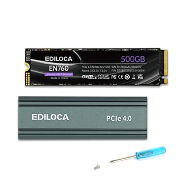 Ediloca EN760 SSD 500GB NVMe SSD M.2 mit Kühlkörper,Gaming für PS5, Laptop und Desktop PC, SSD Festplatte PCIe Gen4, bis zu 4800 MB/s, 3D NAND TLC, Internes Solid State Drive