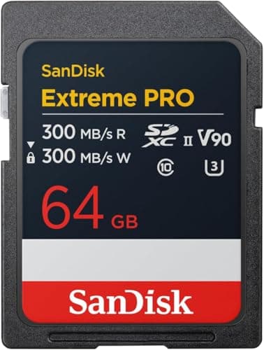 SANDISK Extreme PRO 64 GB SDXC UHS-II Karte (bis zu 300 MB/s Lesegeschwindigkeit & Schreibgeschwindigkeit, V90, 8K)
