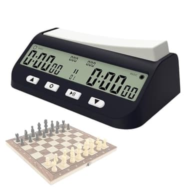 Lotvic Schachuhr Professional, Digitale Multifunktionsanzeige Schachtimer mit Bonus & Delay Countdown Funktion, Elektronische Brettspiel für Zuhause & Turniere, für 2 Spieler Brettspiel,Schwarz