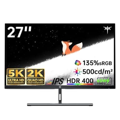 KTC 5K Monitor 27 Zoll | Dual-Modus 5K (5120x2880) @60Hz / 2K@160Hz nahtloses Umschalten | 99% DCI-P3, 100% sRGB, ΔE＜2 | 1 x USB C mit voller Funktion, 2 x USB A 3.0 | HDR400 | Kompatibel mit Mac Mini