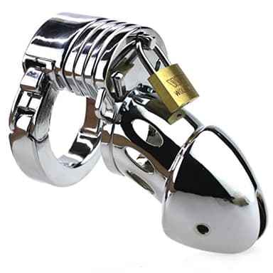 Peniskäfig Herren Metall 8 cm Käfiglänge Ø 3,1 cm 340 g 6-fach verstellbarer Hodenring (Ø 4–5 cm) Chastity Cage Male Cock Keuschheitsgürtel extrem für Männer Alltag FOPS N25-2
