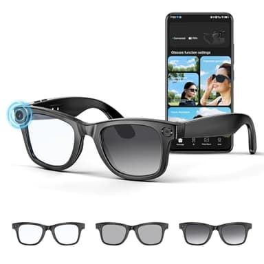 Mingtawn AI Smart Glasses 4K HD-Kamera, 270 mAh, 800 W Anti-Verwacklungs-Kamera-Brille mit Videoaufzeichnung, Dual-Mikrofon, Simultanübersetzung/GPT-Objektidentifizierung, (Photochrome Gläser)