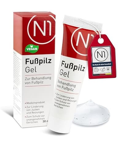 N1 Fußpilz Gel 30ml - Medizinprodukt zur schnellen intensiven Behandlung - Anti Fußpilz Creme gegen Juckreiz & Schutz vor unangenehmen Gerüchen - Salbe mit Wirkstoff Natilact