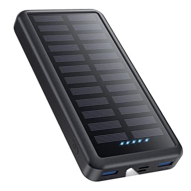 Power Bank USB C 26800mAh, Solar Powerbank PD 3.0A Schnellladung Externer Akku Wasserdichtes Solarladegeräte mit LED Taschenlampe Handy Akkupack für Camping Outdoor Kompatibel mit iPhone/Samsung etc