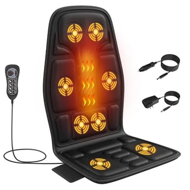 Massagesitzauflage mit Wärme,8 Vibrationsmotoren Massageauflage mit Vibration für Rücken und Nacken,Sitzkissen zur Entspannung,Rückenmassagegerät Hause Büro,Geschenke für Männer/Frauen/Mama