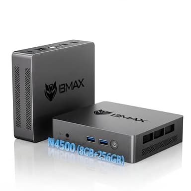 BMAX Mini PC W11 Pro, Intel N4500 (bis zu 2,8 GHz), 8 GB LPDDR4 + 256 GB M.2 SSD Micro Office PC, 4K UHD Dual HDMI, WiFi 5, Bluetooth 5.0, Gigabit Ethernet USB*4, Desktop PC für Business, Heimkino
