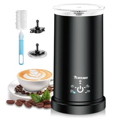 5 in 1 Milchaufschäumer Elektrisch 600W Automatischer Milchaufschäumer für 350 ml heißen kalten Milchschaum mit Antihaftbeschichtung, Ein-Klick-Steuerung für heiße Schokolade, Latte, Cappuccino etc