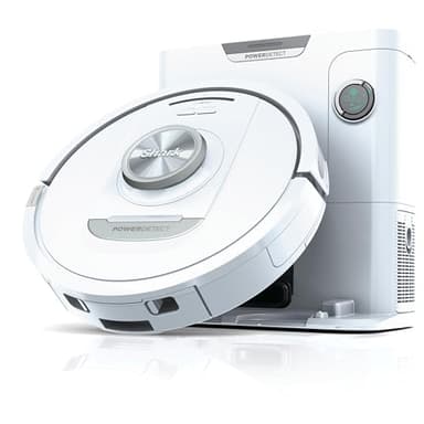 Shark PowerDetect Saugroboter selbstleerend mit 3D- & LiDAR-Navigation, Anti-Allergen- & Anti-Geruch-Basis, NeverStuck-Hindernisumgehung, für Teppiche, Hartböden & Tierhaare, Weiß AV2820VEEUWH
