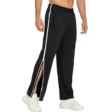 Reha Hose Damen Herren Seitlich Zu Öffnen Baggy Trainingshose mit Seitlichem und Reißverschluss Am Bein Weites Bein Schnellfickerhose Druckknöpfen Sporthose Freizeithose Breite Jogginghose Sportswear