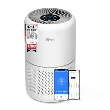 Levoit Luftreiniger mit HEPA Luftfilter gegen 99,97 Prozent Schimmel Staub Pollen Tierhaare, Luftqualitäts-Feedback und Auto-Modus, CADR 240m³/h für Raucherzimmer, bis zu 50m², Weiß