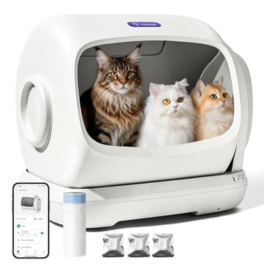 Selbstreinigende Katzentoilette Katzenklo Selbstreinigend, XXXL Extra Große Elektrisches Automatisches Katzenklo für Mehrere Katzen, Intelligente Katzentoilette mit Klemschutz, App-Steuerung