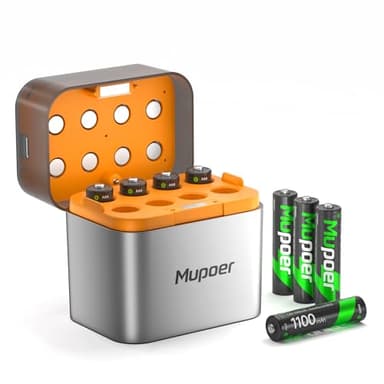 AAA Akkus Wiederaufladbar mit Ladegerät 8er-Pack,Akku-Ladegerät AA/AAA für Lithium/NiMH,Aufladbare Batterien AAA NiMH 1.2V 1100mAh,Akku AAA für Gigaset Telefon,Kamera,Rechargeable Battery 3A