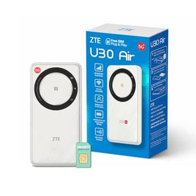 ZTE U30AIR 5G WLAN-Taschen-Router – 5G High-Speed-Konnektivität, Dualband-WLAN, flüssiges Streaming und Spiele, einfache Konfiguration, tragbar, unterstützt mehrere Geräte - Weiß