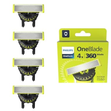 Philips OneBlade Original 360-Klingen, passend für alle OneBlade und Pro Modelle, original von Philips, 4er-Pack (Modell QP440/50)