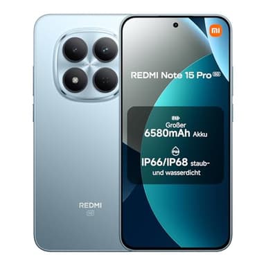 XIAOMI Redmi Note 15 Pro 5G Smartphone (8+256 GB) – 6580-mAh-Akku, IP66/IP68 Staub- und Wasserschutz, Neue 200-MP-Kamera, 6,83" AMOLED-Display, Gletscherblau, 2 Jahre Garantie