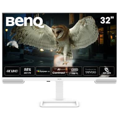 BenQ EW3290U 32" 4K mit 98% P3, exklusivem AI Contrast, integrierten 2.1-Kanal-Lautsprechern mit Tieftöner, 1 USB-Typ-C-Anschluss, 3 HDMI-Anschlüssen, ergonomischem Design und Eye-Care-Technologie