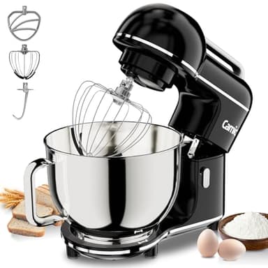 Camic Küchenmaschine - 2000W - 10 Geschwindigkeitsstufen mit Tragegriff, Edelstahl Rührschüssel (7L), Knetmaschine mit Rührhaken, Knethaken, Schlagbesen und Spritzschutz