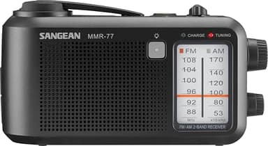 Sangean MMR-77 Multifunktionales Kurbel-Radio mit AM, FM, Handkurbel, Ideal für Outdoor und Camping, Matt Schwarz