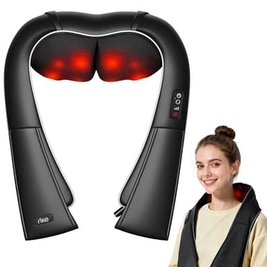 Nackenmassagegerät mit Wärme, Shiatsu Massagegerät für Nacken Rücken Schulter, mit Netz- & Auto-Adapter, Vatertagsgeschenk für Papa Männer Frauen, Zuhause Büro