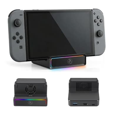 Tragbare Docking Station für Switch 2/Switch, Mini Dock mit 4K@60Hz HDMI, 100W PD, High-Speed Aktiv-Kühlung (Dauerbetrieb) & RGB, Ersatz-Station für TV-Modus & Reisen