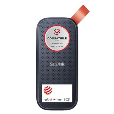 SANDISK Portable SSD 1 TB (externe SSD 2,5 Zoll, bis zu 800 MB/s Lesen, robustes Laufwerk bis zu 2 m, robuste Befestigungsschlaufe aus strapazierfähigem Gummi) Schwarz