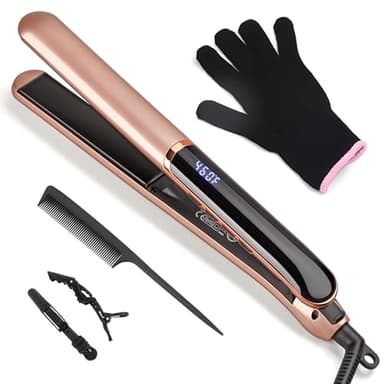 Haarglätter, JAETON Professioneller 2 in 1 Keramik Glätteisen Locken und Glätten, 30s Schnellaufheizung, mit LCD Display 100-230°C, Dual-Spannung, Ausschaltautomatik