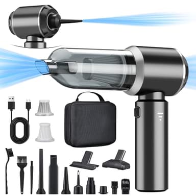 2-in-1 Handstaubsauger Akku,28000PA Handstaubsauger Kabellos,Auto Staubsauger Stark,3-Gang 240000 U/min Elektrische Staubgebläse Druckluftspray für Auto, Küche,PC, Sofa, Büro, Haus& Tierhaar Reinigung