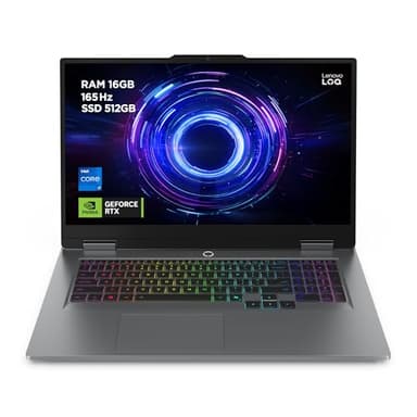 Lenovo LOQ Gaming AI Laptop | 17.3" Full HD 165Hz | NVIDIA GeForce RTX 5070 | Intel Core i7-14700HX | 16GB RAM | 512GB SSD | Ohne Windows | QWERTZ | 24-Zonen-RGB-Tastatur | Grau | 3 Monate Game Pass