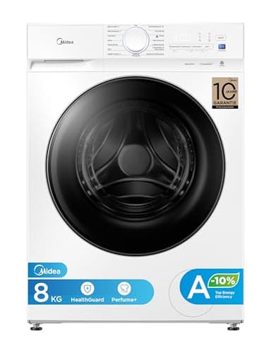 Midea Waschmaschine V3 series, 8 kg | Energieeffizienzklasse A-10% | 1400 U/min | Dampffunktion | Tierhaare| 15-Min Schnellwäsche | Woolmark-Zertifiziert | MFV3EW80BA10 | Weiß