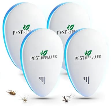 Ultraschall Schädlingsabwehr 4er Pack, Plug-in Insektenschutz für Innenräume, Abwehr von Mücken, Mäusen, Kakerlaken, Spinnen, Ameisen, Wirkbereich bis 120m²