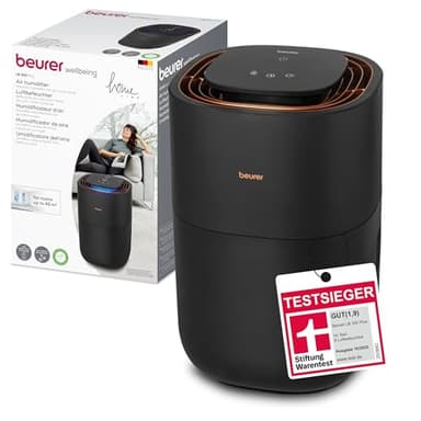 Beurer LB 300 Plus Luftbefeuchter, TESTSIEGER Stiftung Warentest, mit energieeffizienter Kaltverdunstungstechnologie, farbiger Luftfeuchtigkeitsindikator, Filtertrocknungsfunktion, Räume bis ca. 45m²