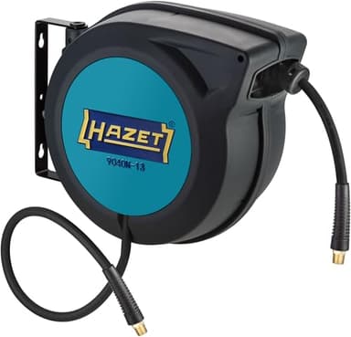HAZET Schlauchaufroller 9040N-13 I Schlauch-Länge 15 m, Innendurchmesser: 13 mm, Druck: 20 bar für Druckluft und Wasser I Druckluftschlauchtrommel mit „Stop at any point“-Funktion