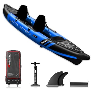 SKINHAWK Prestige Blau Kajak Set 400 – Schlauchboot – Kanu - 400 x 96 cm - 2 Personen Kajak (Set ohne Paddel)