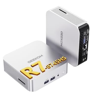 GEEKOM A8 [Die besten Office Mini-PCs] mit AMD Ryzen 7 8745HS[3-Jahren-Garantie], 16GB DDR5 & 1TB SSD(max.96GB + 4TB), vorinstalliertem Windows 11 Pro | AMD Radeon 780M | 6X USB | 8K | für Homeoffice