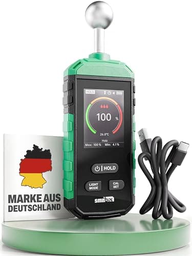 Smabix® Feuchtigkeitsmessgerät Wand, Holz, Gips, Granit, Moisture Meter für Wände Mauerwerk Beton - Baufeuchtemessgerät Schimmel Detektor - Feuchtemessgerät Holzfeuchtemessgerät - Humidity Meter