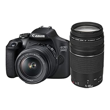 Canon EOS 2000D Spiegelreflexkamera (24,1 MP, DIGIC 4+, 7,5 (3,0 Zoll) LCD, Full-HD, WiFi, APS-C CMOS-Sensor) Inkl. Objektive EF-S 18-55mm is II F3.5-5.6 is II Und EF 75-300mm F4-5.6 III, Schwarz