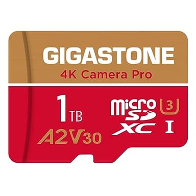 [5 Jahre kostenlose Datenrettung] GIGASTONE 1TB Micro SD Karte, 4K Kamera Pro, bis zu 150/130 MB/s, MicroSDXC-Speicherkarte für DJI, Gopro, Insta360, Dashcam, 4K Video, A2 V30 U3 UHS-I + Adapter
