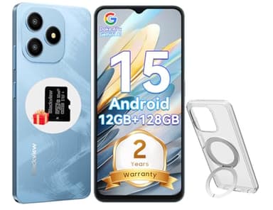 Blackview Wave 9C Handy Ohne Vertrag, Android 15 Phone, 12GB+128GB/2TB TF, 6.56", 5000mAh Smartphone Ohne Vertrag Günstig, IP54, 13MP+8MP, Fingerabdruck/GPS/OTG/Ring-Halter Handyhülle