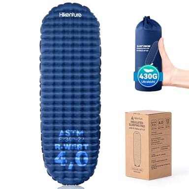 HIKENTURE Isomatte Camping R-Wert 4, 430g Isomatte Ultraleicht, 8CM Ultradicke Warme Schlafmatte, Aufblasbare Luftmatratze Kleines Packmaß mit Mumienform für 4 Jahreszeiten für Outdoor, Wandern-A2