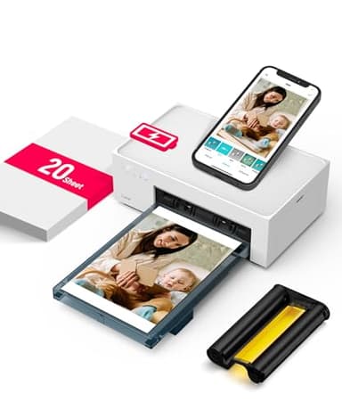 Liene Amber M200 Fotodrucker Smartphone mit Wiederaufladbarer Akku, WiFi, 10x15cm 20 Fotopapiers und 1 Patrone, 300DPI Farbsublimation Sofortbilddrucker, Handy Drucker für Reisen/Heimgebrauch