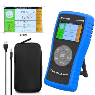 AOPUTTRIVER Feinstaubmessgerät Partikelmessgerät, PM2.5 Sensor AP-5800M, PM2.5 Luftqualitätsmonitor zum Testen von PM 2.5, PM1.0, PM10, geeignet für Innen/Außen/Schlafzimmer/Büro