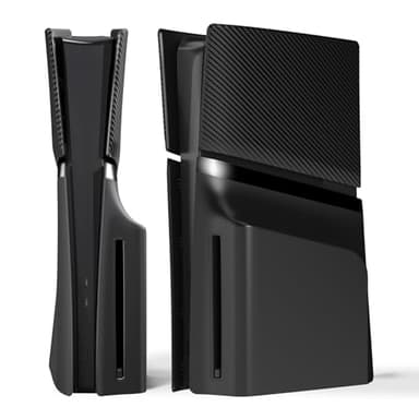 eXtremeRate eXcover Case für ps5 Slim Disc Edition Konsole, Kratzfest Seitenplatten Faceplate mit Kühlung-Ventil Untere Schutz Abdeckung, Ersatz Full Shell Zubehör für ps5 Slim Disc Console-Schwarz
